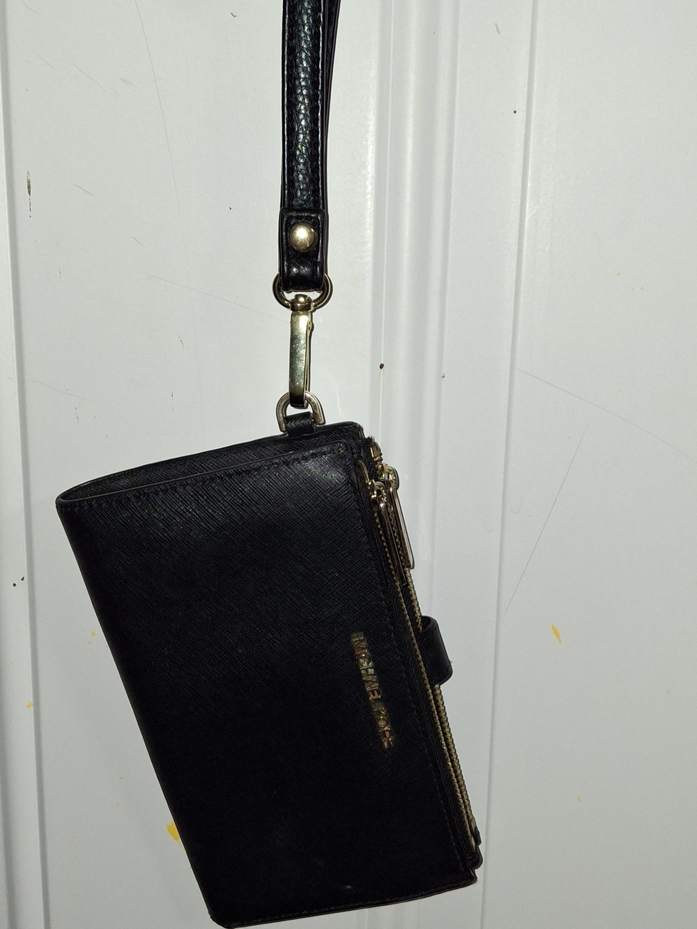 Black Mk TECH Wristlet Wallet with Gold Hardware
